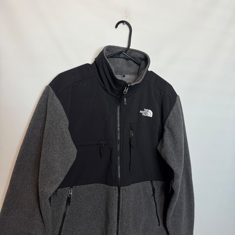 The North Face Retro Denali Jacket Mens Medium Gray Black Polartec Fleece Zip Up - Picture 2 of 10